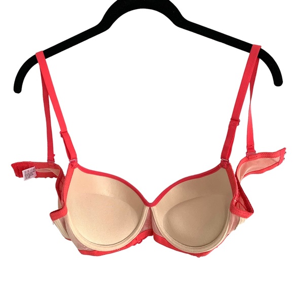 Youmita Push-Up Bra Hot Pink Lace Net Size 36C - Picture 4 of 10